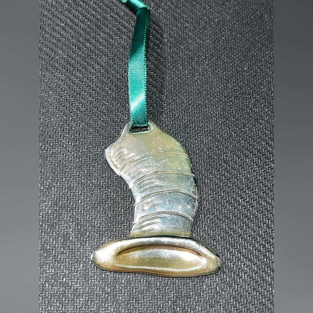 Vintage "CAT IN THE HAT" Sliver Plated Christmas Ornaments Excellent Condition
